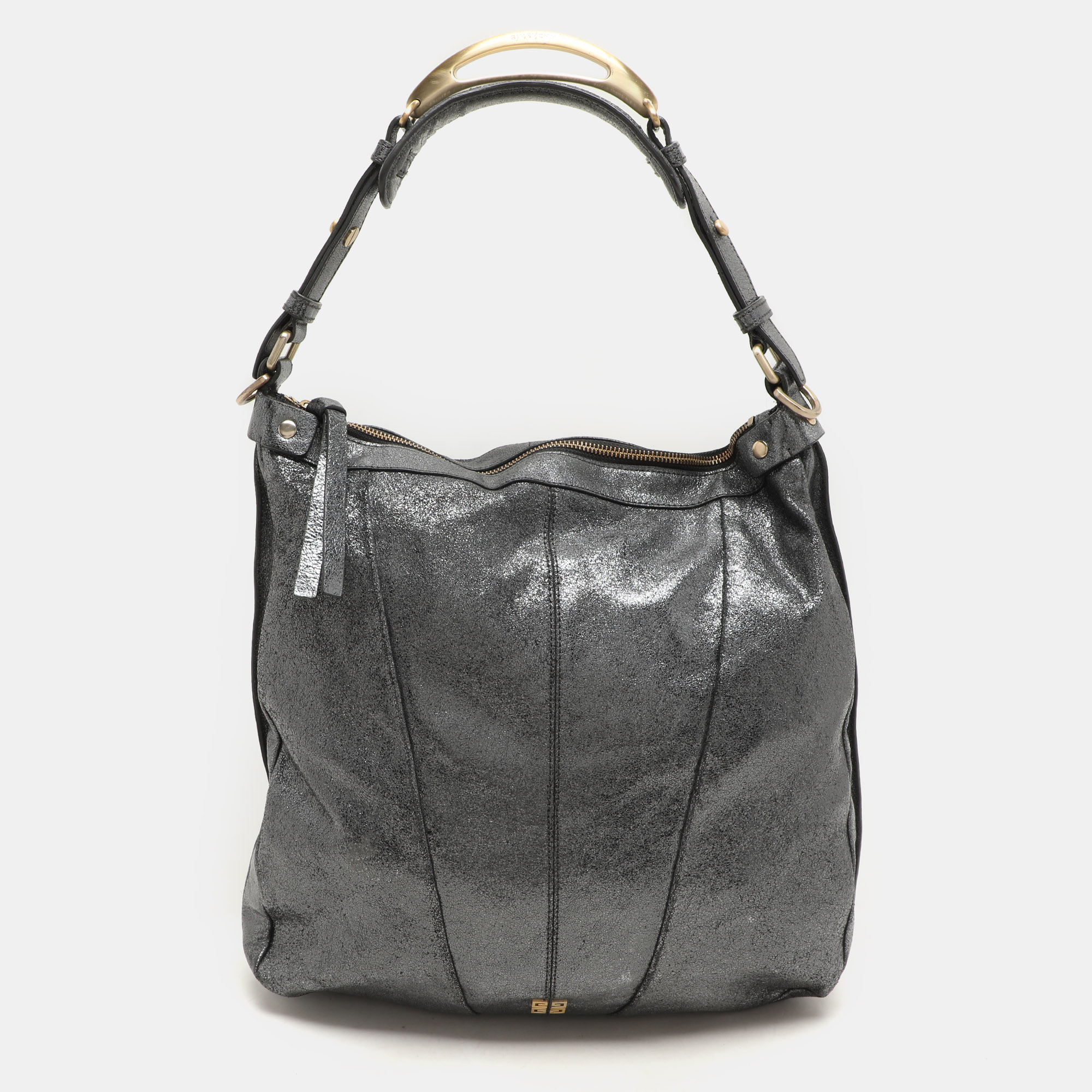 

Givenchy Metalic Grey Leather Hobo, Metallic