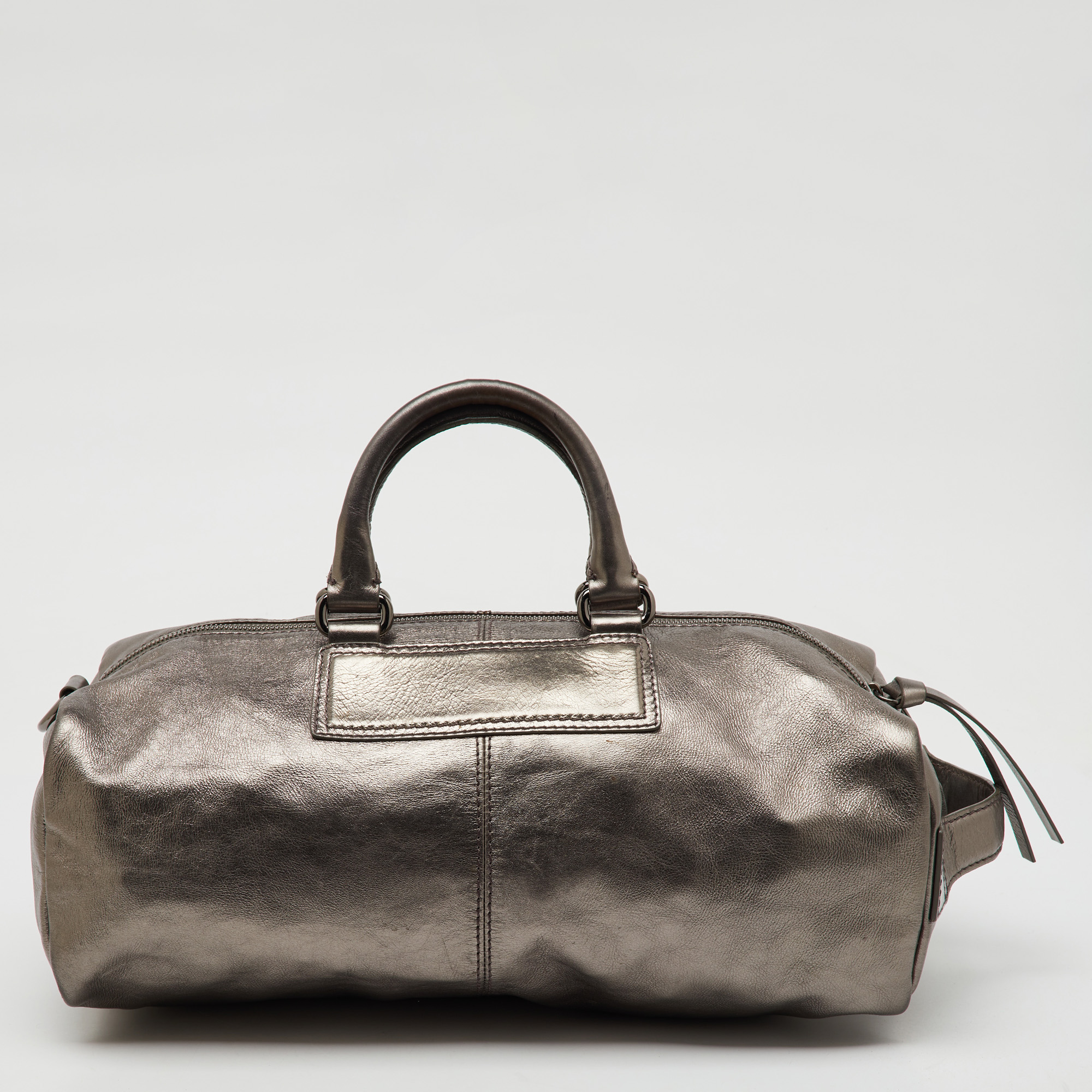 

Givenchy Metallic Dark Grey Leather Zip Duffle Bag