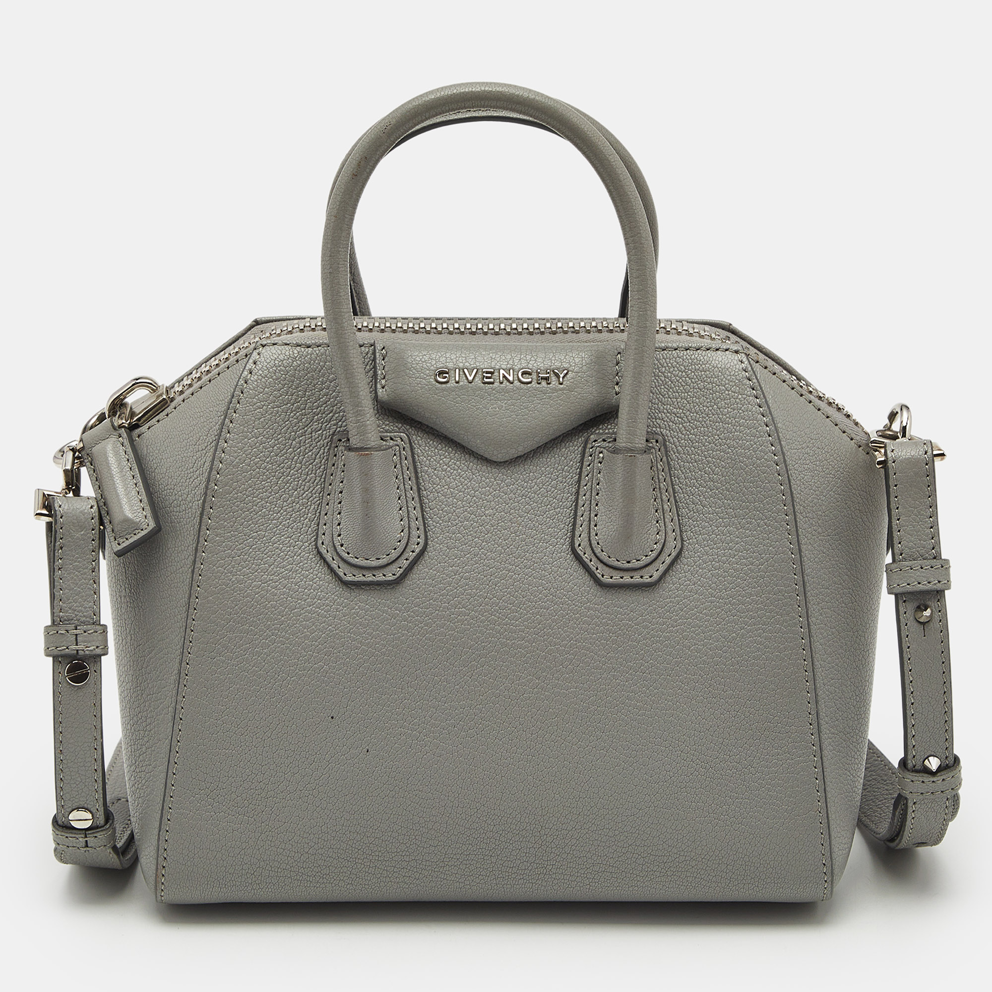 

Givenchy Grey Leather Mini Antigona Satchel