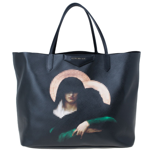 Pre Owned Givenchy Black Canvas Madonna Print Shopper