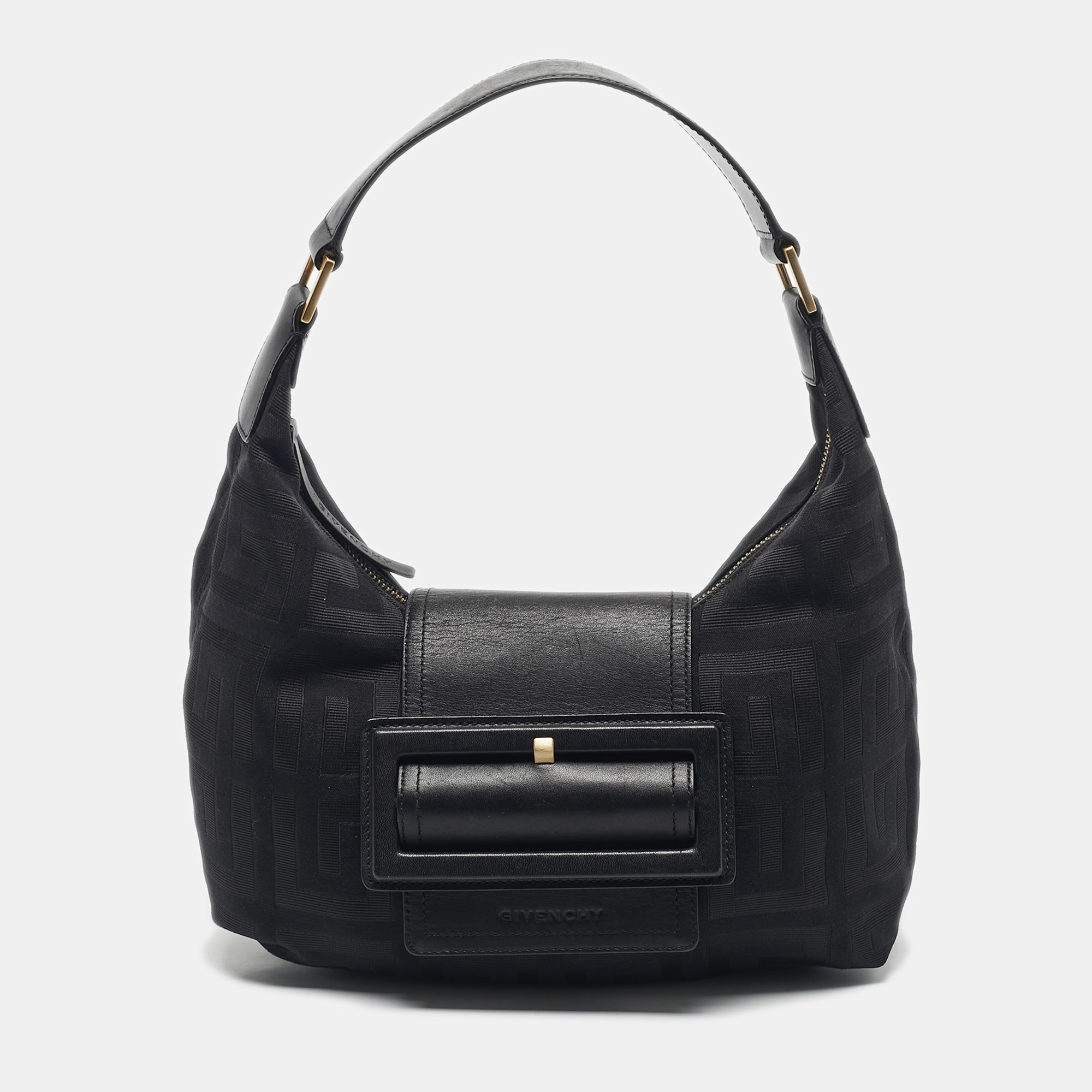 

Givenchy Black Logo Jacquard Nylon Hobo