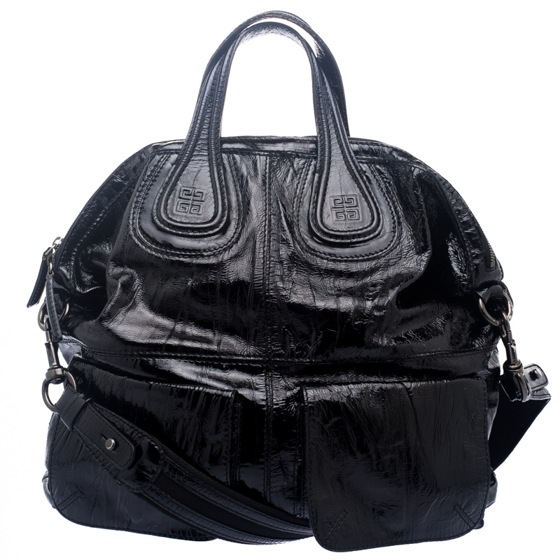 Pre Owned Givenchy Black Patent Leather Oversize Nightingale Tote
