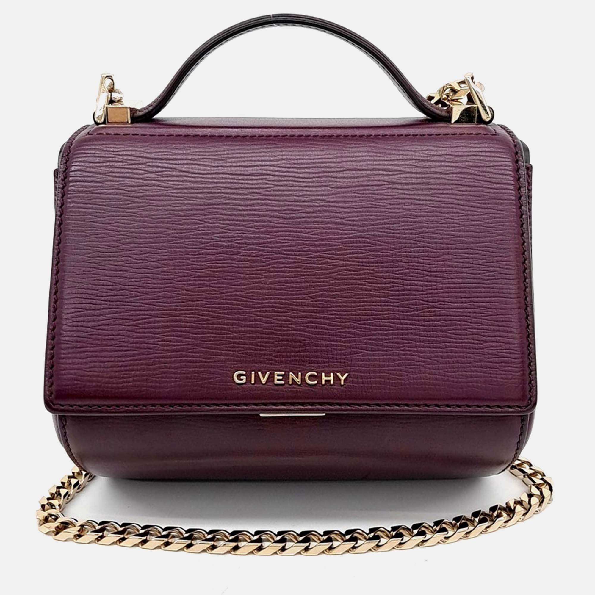 Pre-owned Givenchy Purple Leather New Pandora Box Mini
