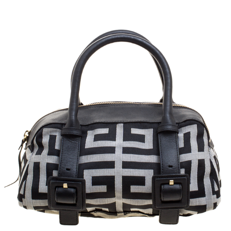 Givenchy Black/Grey Monogram Fabric Satchel