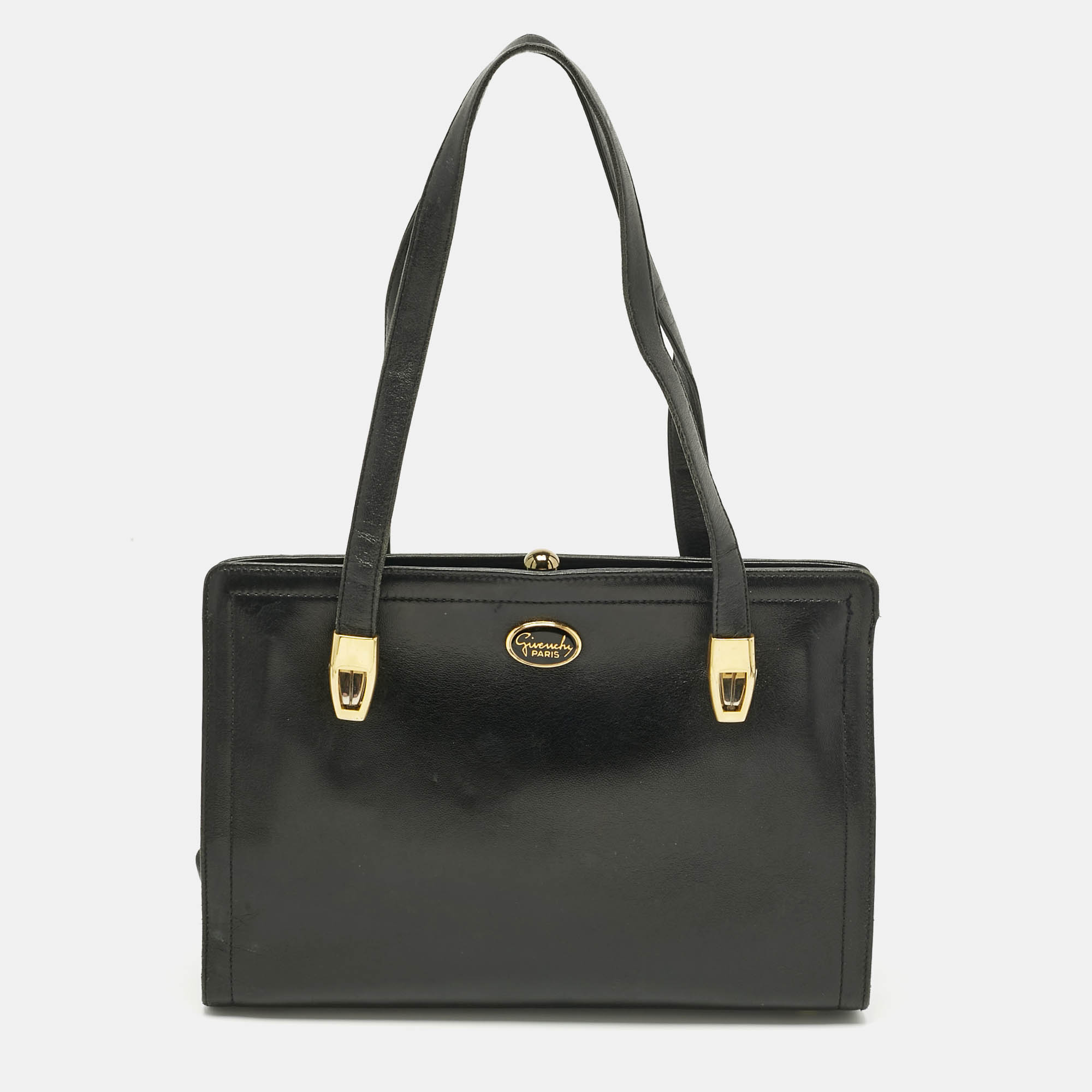 

Givenchy Black Leather Vintage Kisslock Tote
