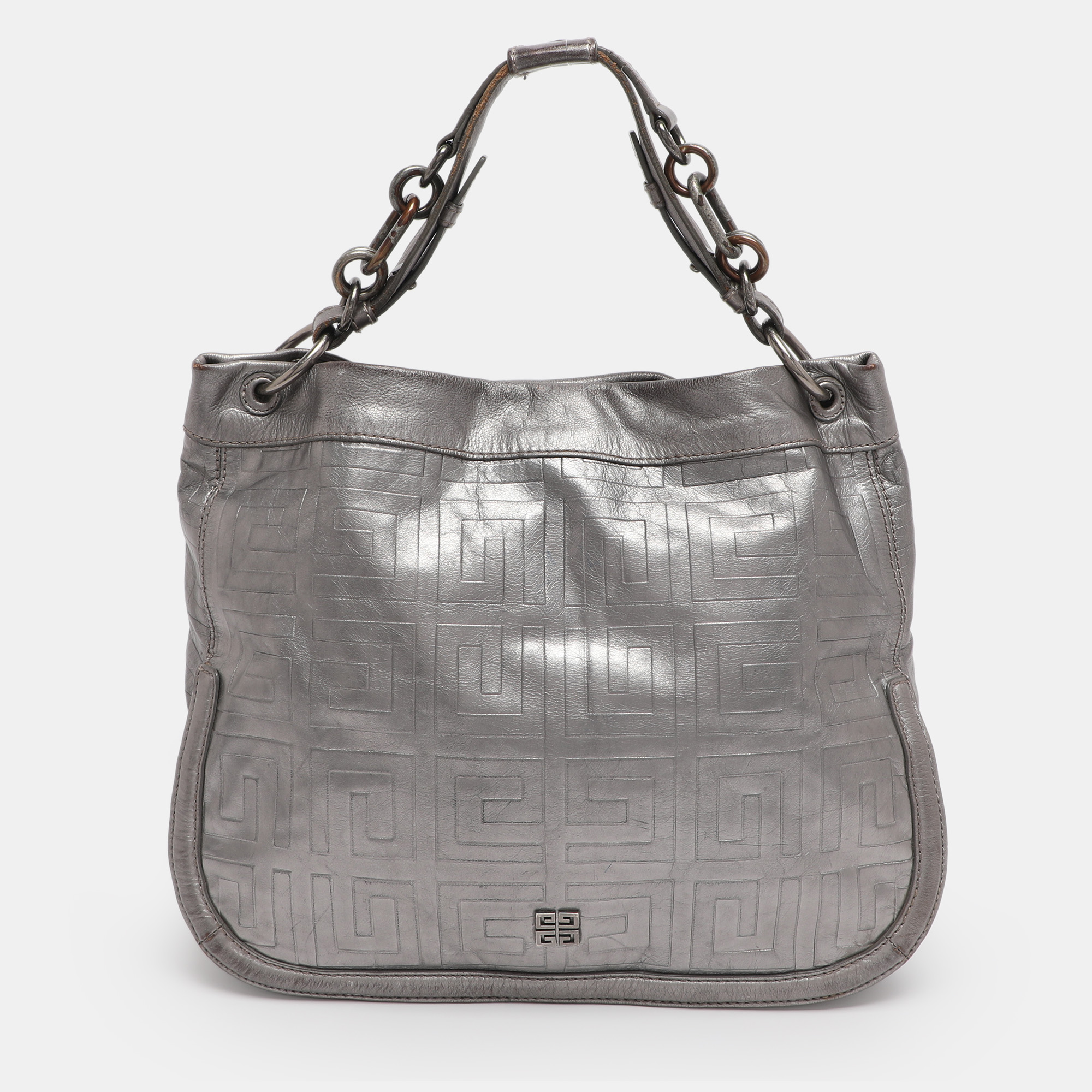 

Givenchy Silver Monogram Leather Hobo