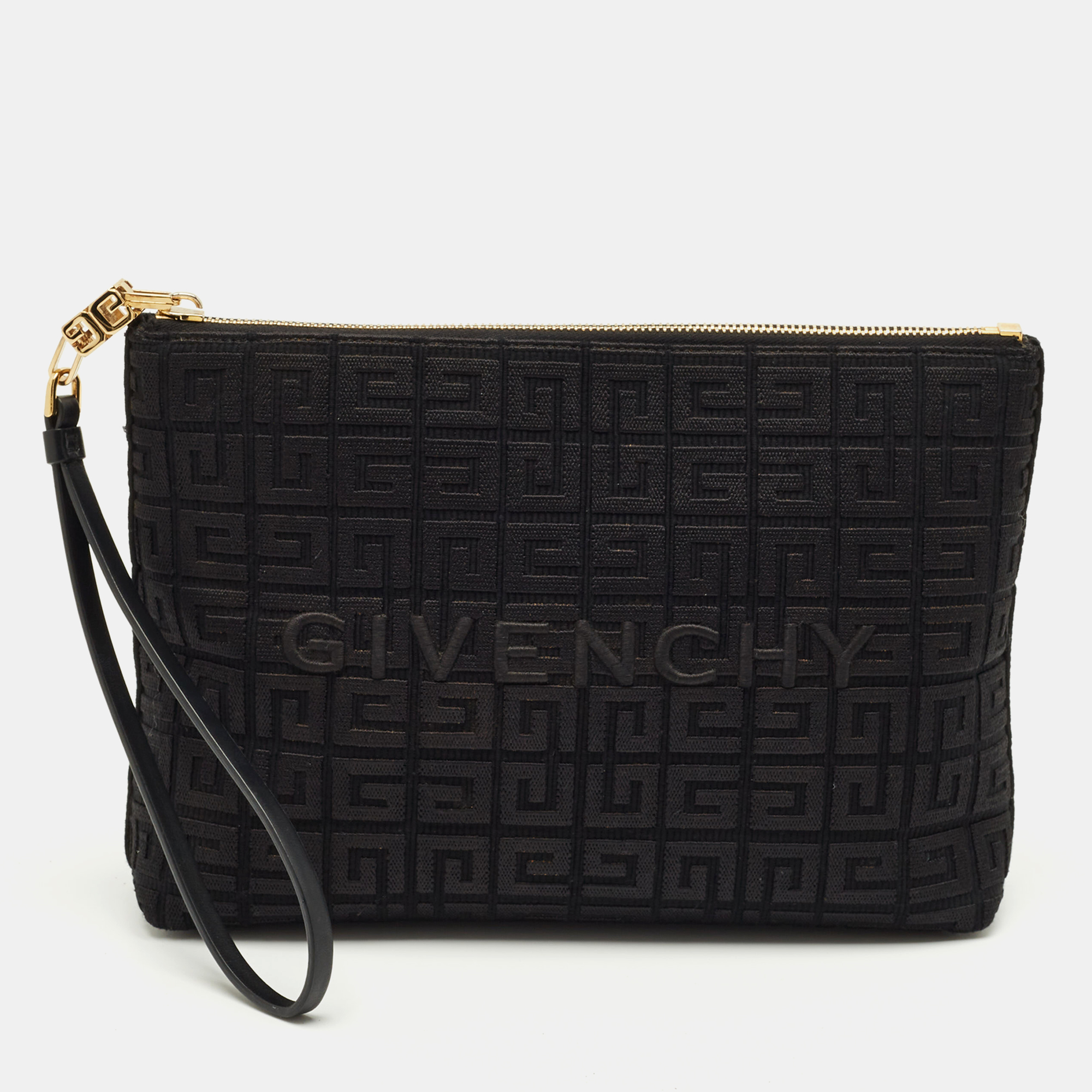 

Givenchy Black 4G Embroidered Canvas Wristlet Pouch