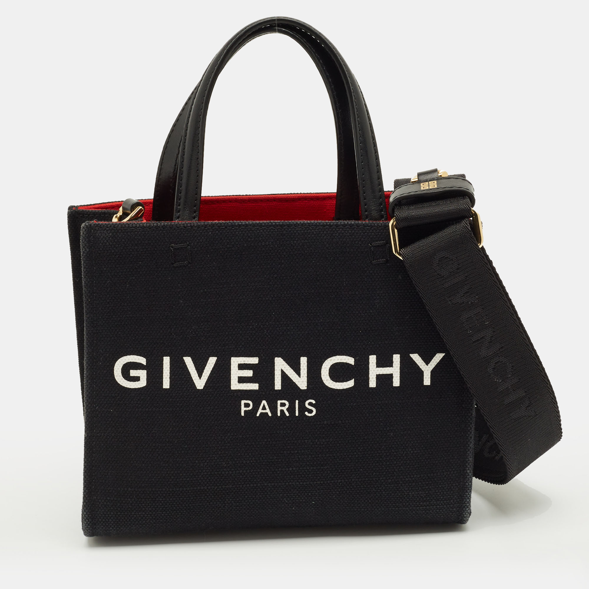 Pre-owned Givenchy Black Canvas Mini Vertical G Tote
