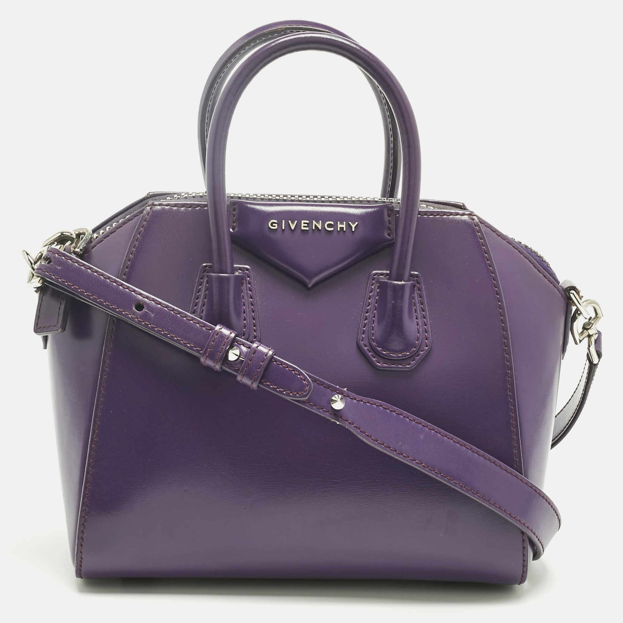 

Givenchy Purple Leather Mini Antigona Satchel