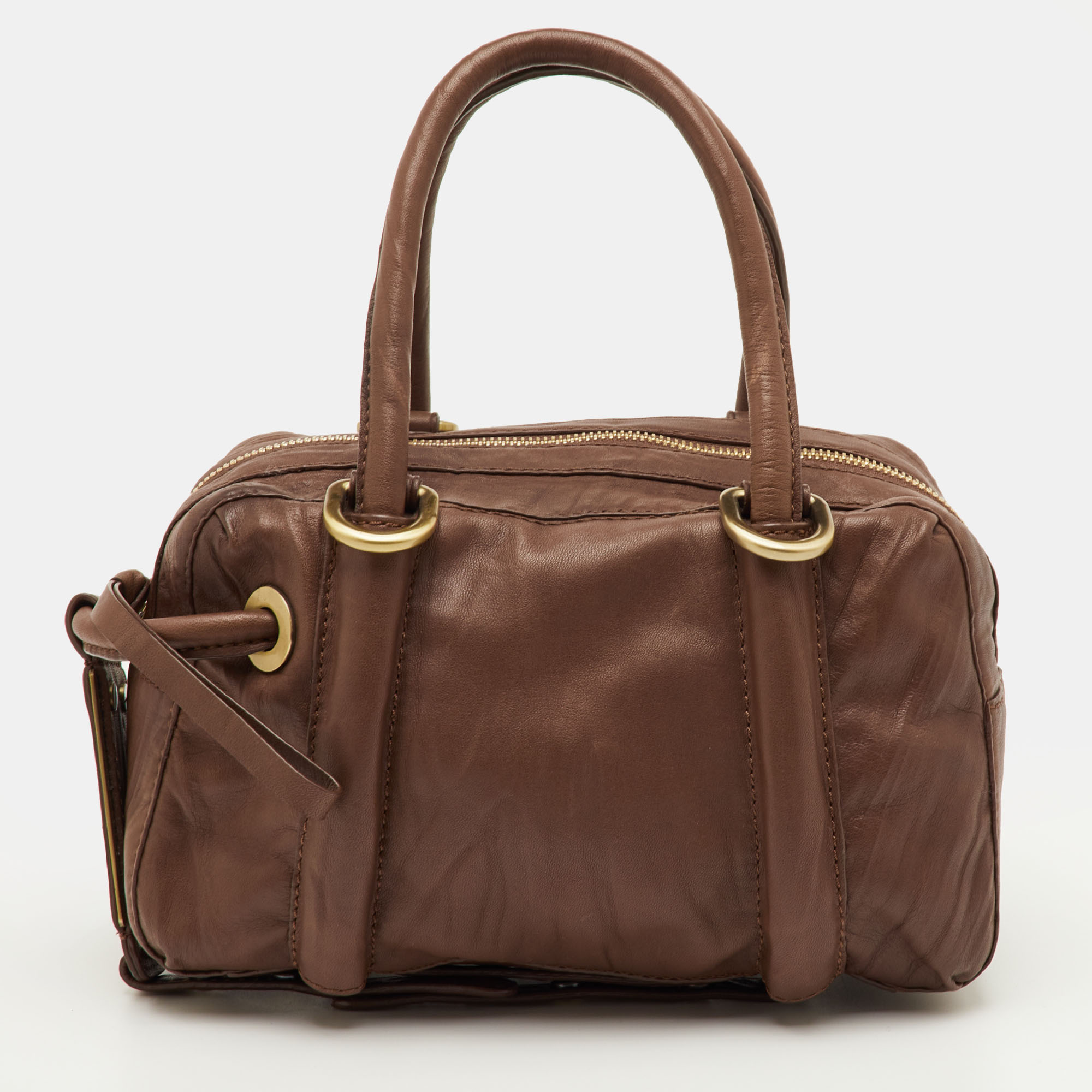 

Givenchy  Brown Leather Lucrezia Zip Boston Bag