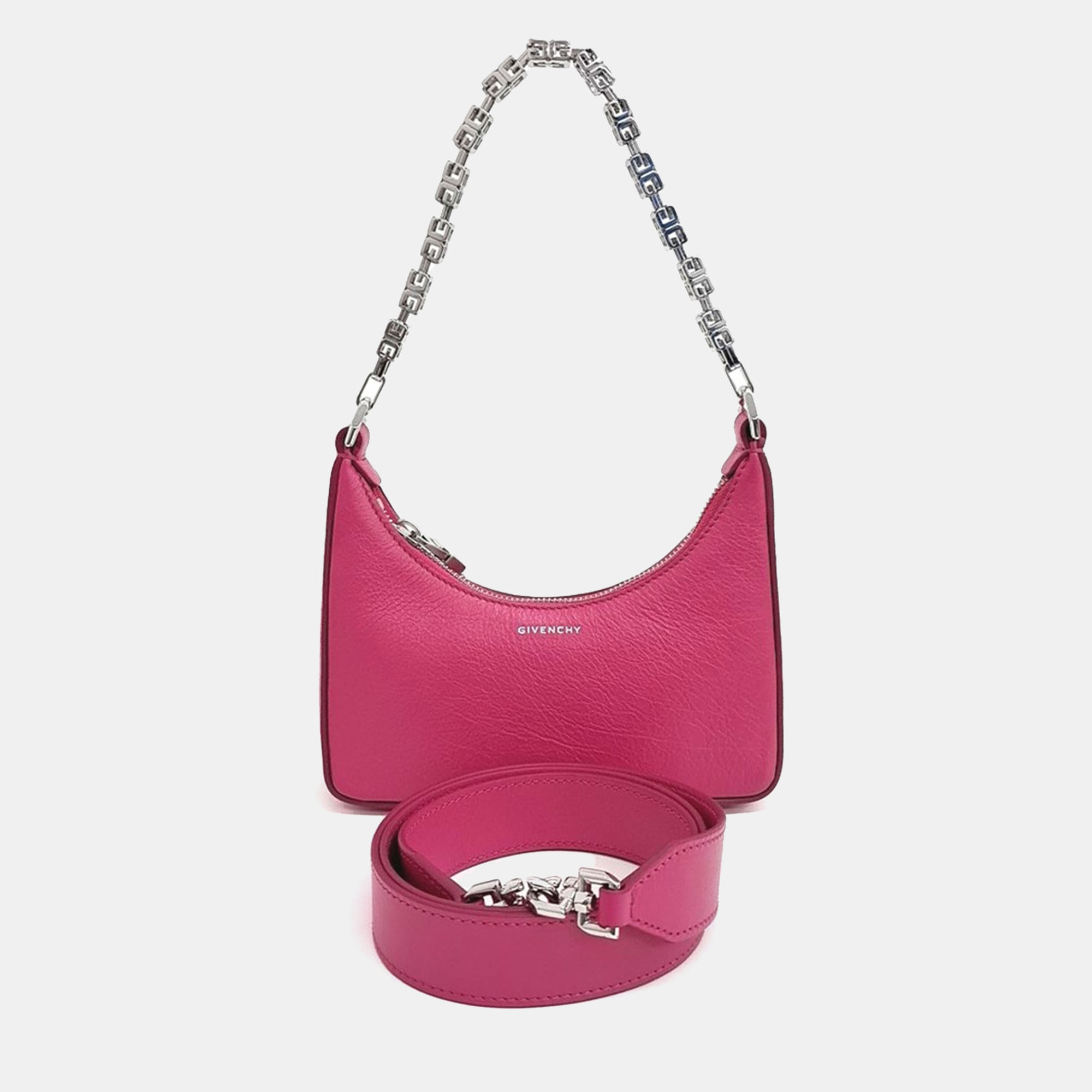 

Givenchy Pink Leather Moon Cutout Mini Hobo Bag