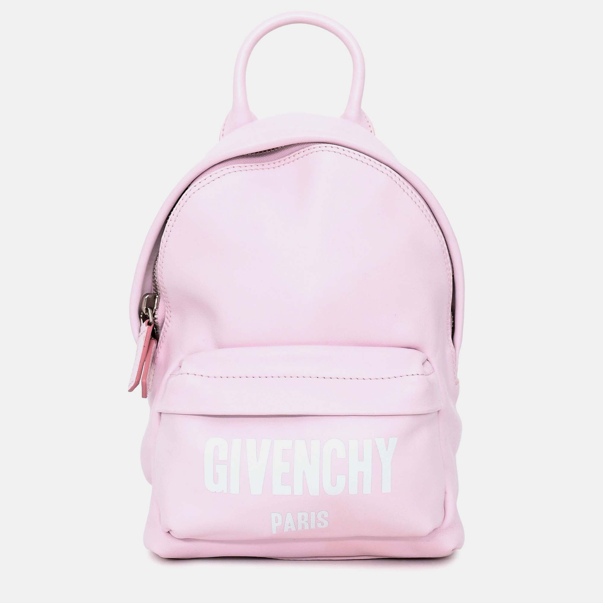 

Givenchy 2017 Pink Leather Logo Printed Mini Backpack