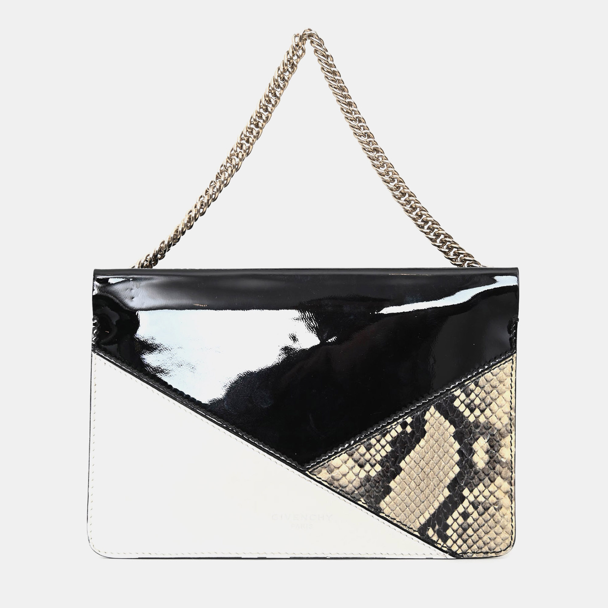 

Givenchy Black Patent/Snake Print Leather Cross 3 Bag with Strap