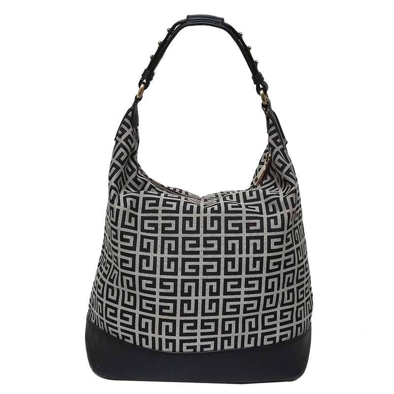 Pre Owned حقيبة كتف جيفنشي جلد/ كانفاس مونوغرامية سوداء