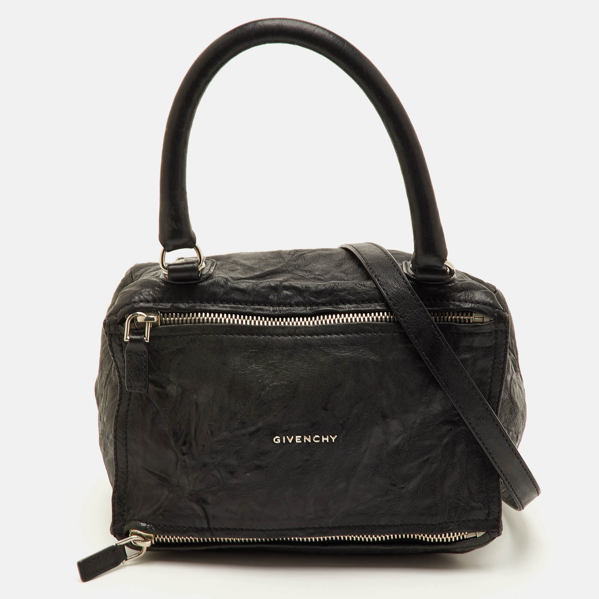 

Givenchy Pandora  2Way Black Crinkled Leather Box Shoulder Bag