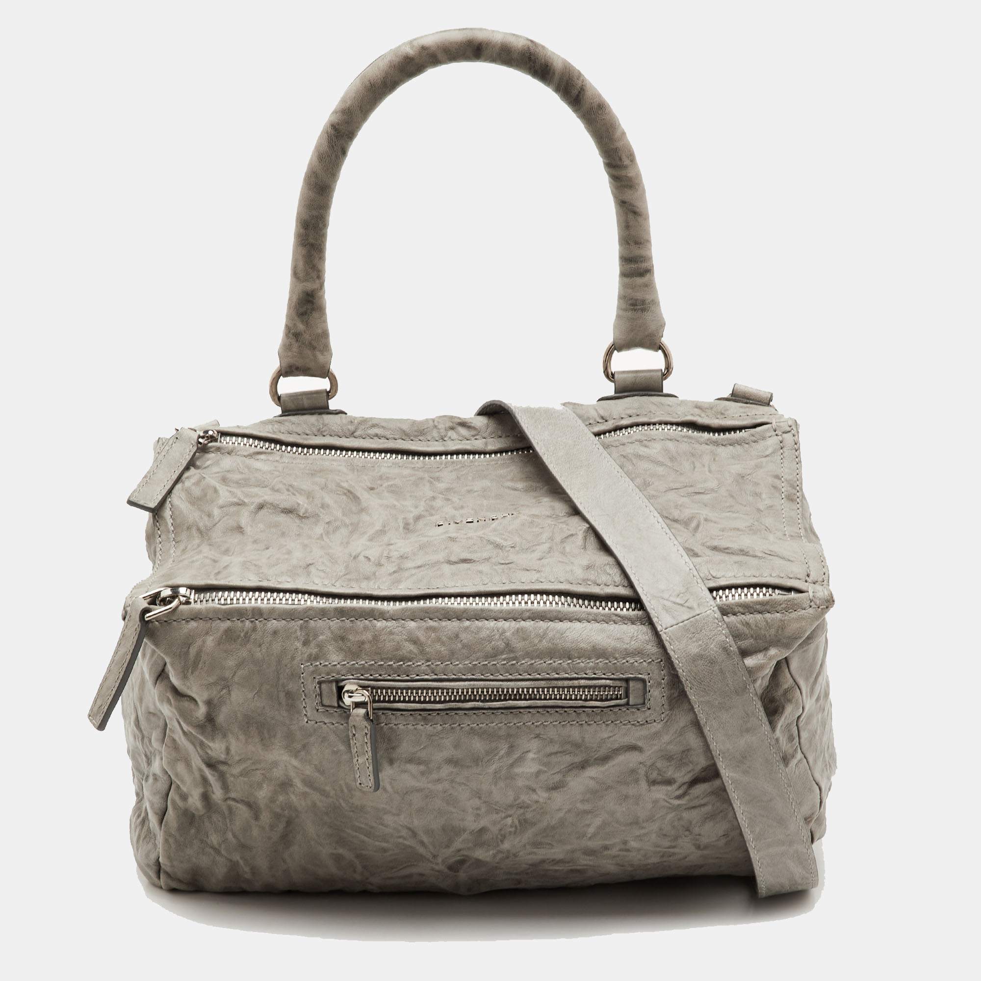 

Givenchy Pandora Box Large Light Grey Distressed Leather Top Handle Bag