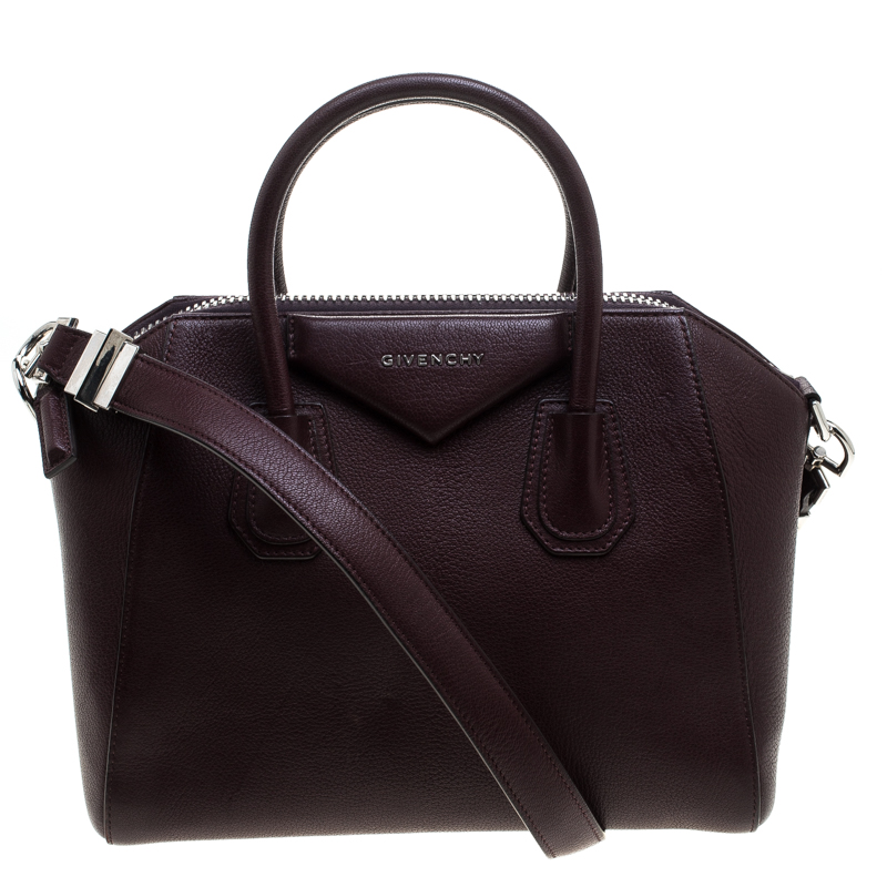 Pre Owned Givenchy Burgundy Leather Small Antigona Satchel