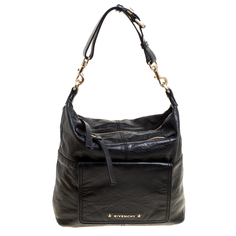 Pre Owned Givenchy Black Leather Hobo