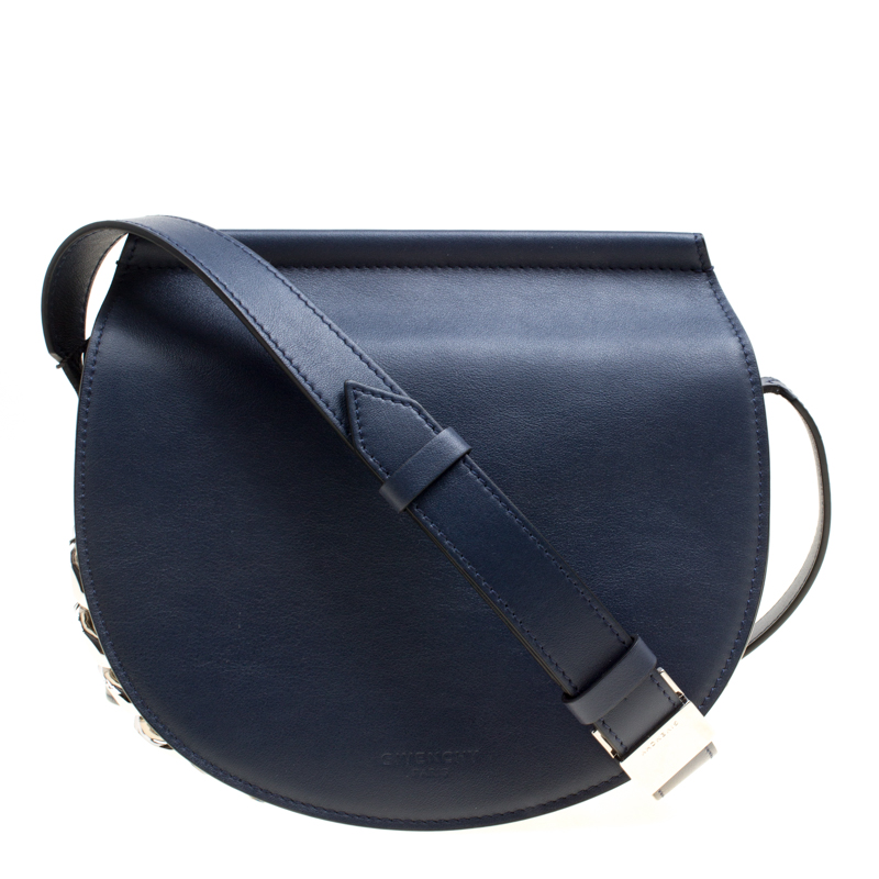 Givenchy Navy Blue Leather Mini Infinity Saddle Bag