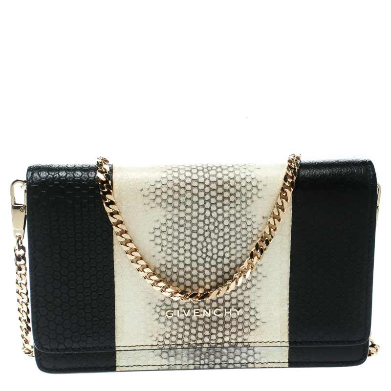 Givenchy Monochrome Python Embossed Leather Clutch 