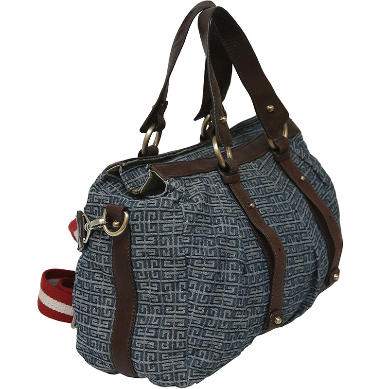 

Givenchy Blue/Brown Monogram Denim and Leather Satchel Bag