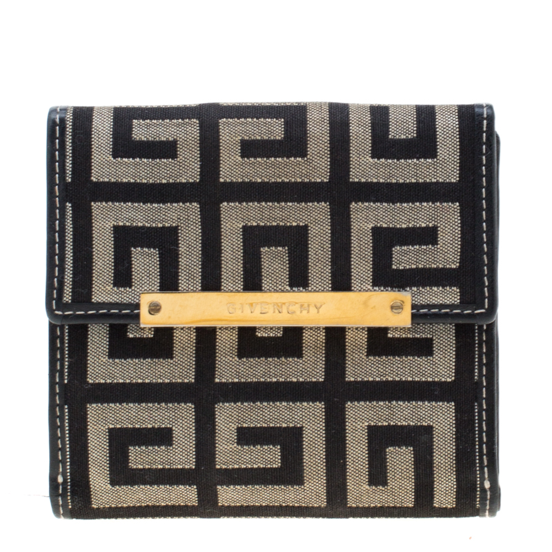مملوكة مسبقًا Givenchy Beige/Black Canvas Compact Wallet