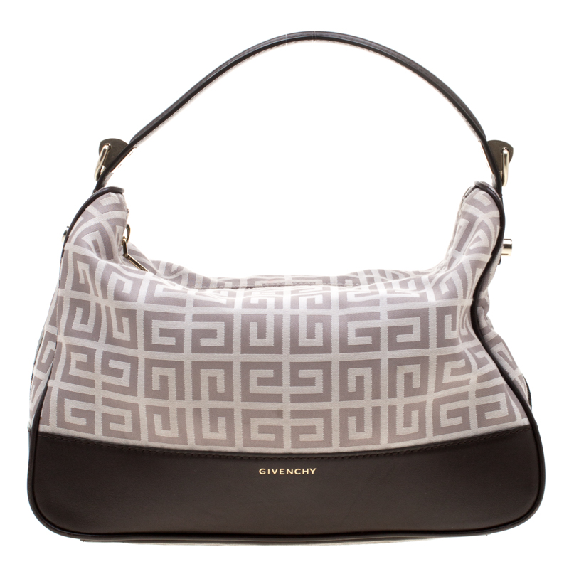 Givenchy Brown/Off-White Monogram Canvas and Leather Hobo