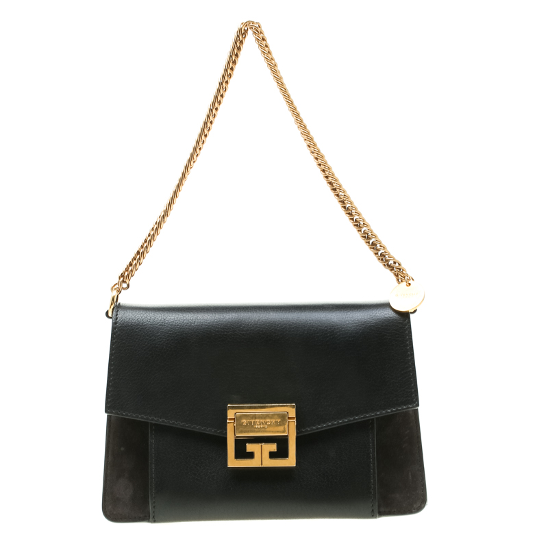 Givenchy Black Leather and Suede GV3 Crossbody Bag