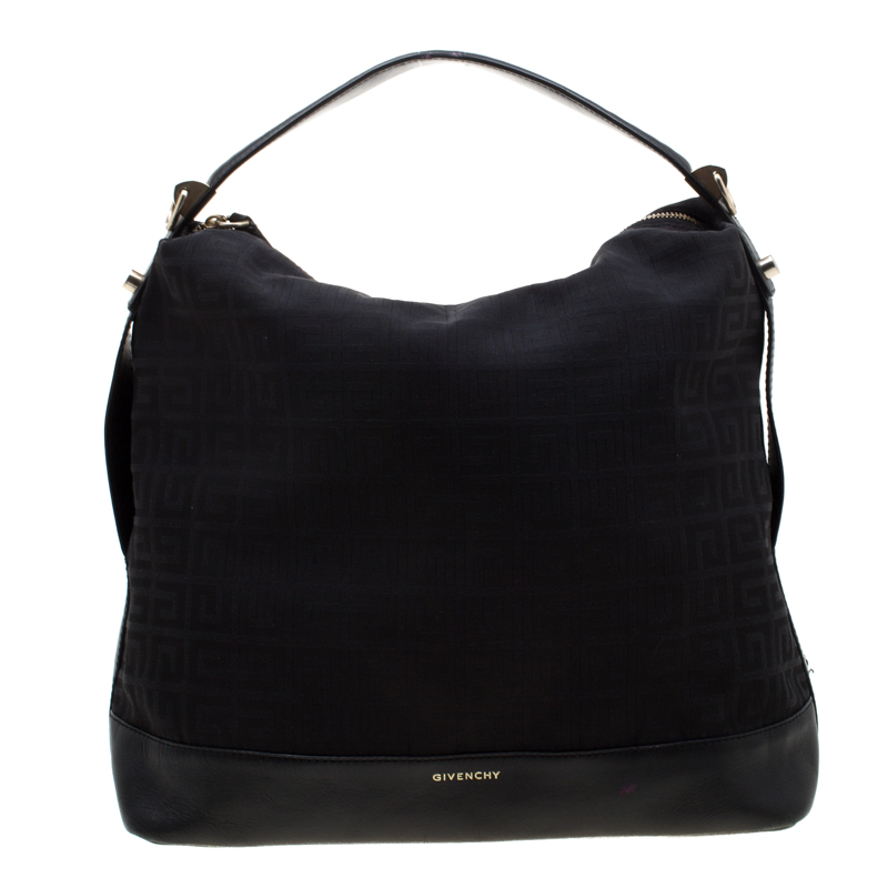 Givenchy Black Monogram Canvas and Leather Large Hobo