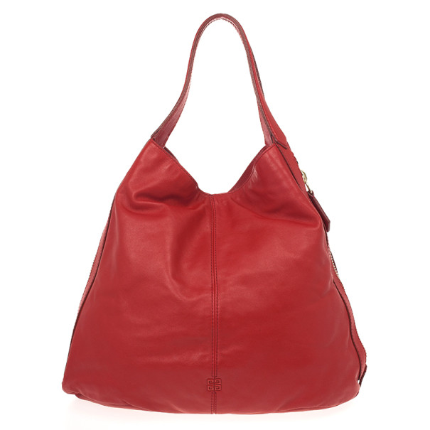 Pre Owned Givenchy Red Lambskin Tinhan Shopper 