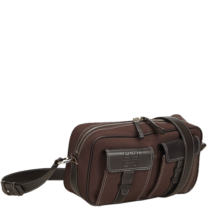 

Givenchy Brown Leather Nylon Crossbody Bag