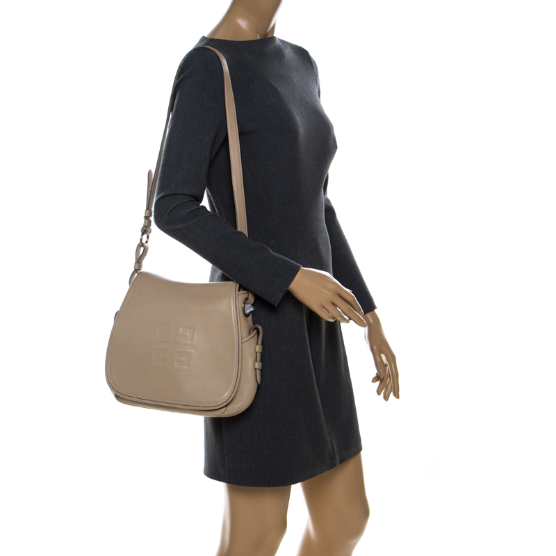 

Givenchy Beige Leather Logo Flap Shoulder Bag