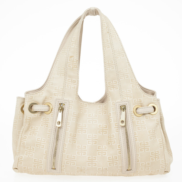 Pre Owned Givenchy Beige Monogram Canvas Hobo