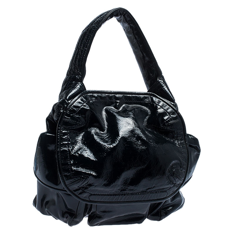 Pre-owned Givenchy Midnight Blue Patent Leather Hobo