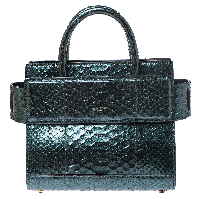 Givenchy Green Metallic Python Mini Horizon Crossbody Bag