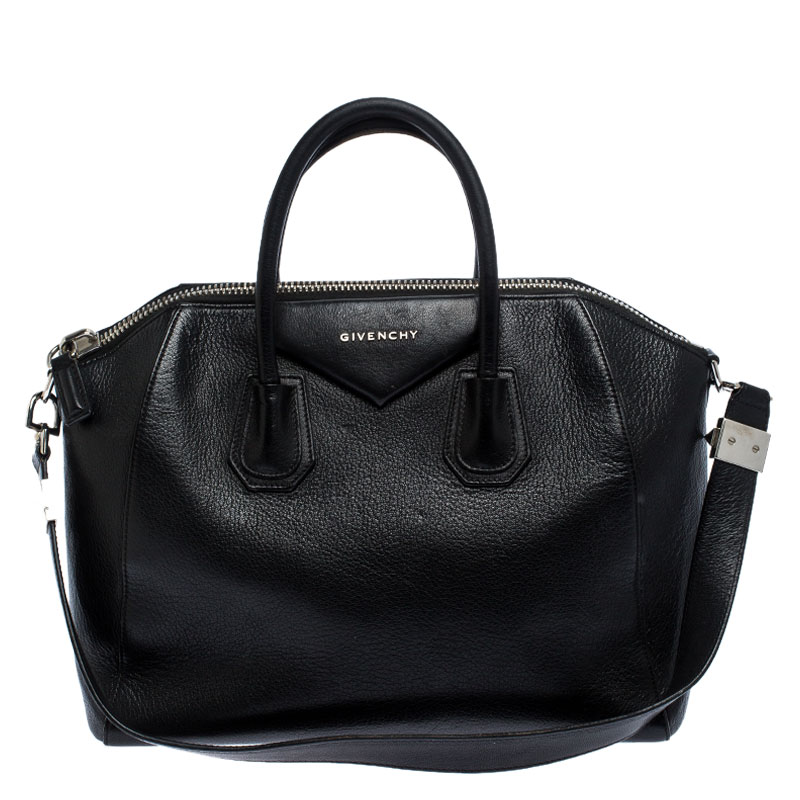 Pre Owned Givenchy Black Leather Medium Antigona Satchel
