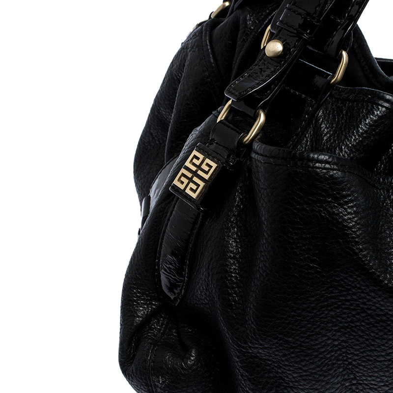 Pre-owned Givenchy Black Leather And Patent Leather Hobo