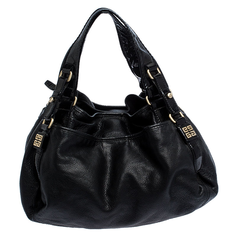 Pre-owned Givenchy Black Leather And Patent Leather Hobo