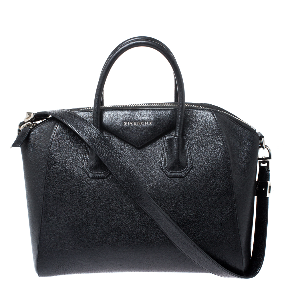 Pre Owned حقيبة جيفنشي يد علوية انتيغونا لارج جلد سوداء