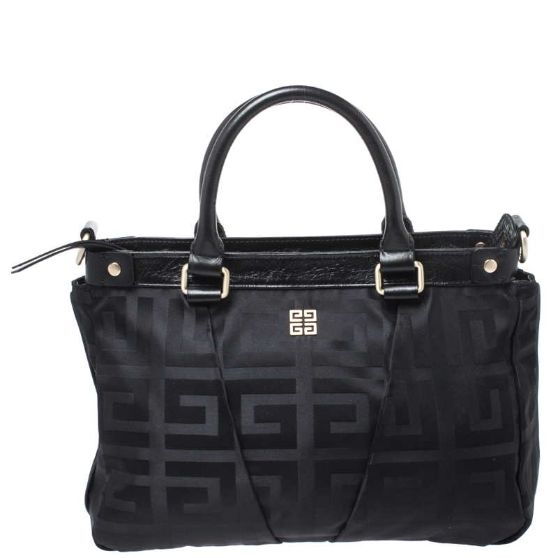 Pre-owned Givenchy Black Monogram Nylon And Leather Satchel