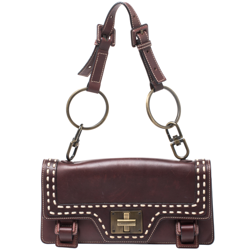 Pre Owned Givenchy Brown Leather Shoulder Bag