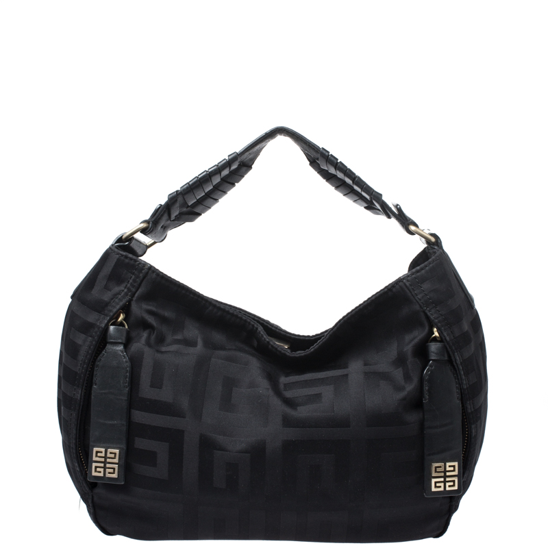 Pre Owned حقيبة جيفنشي جلد ونايلون شهيرة سوداء