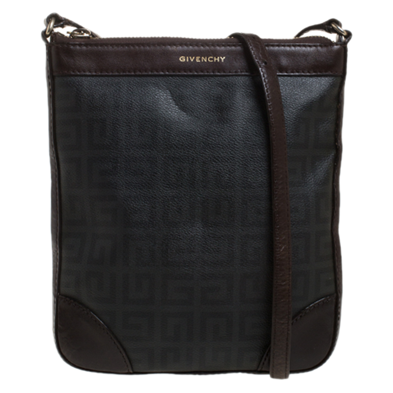 Givenchy Black/Brown Monogram Coated Canvas and Leather Messenger Bag