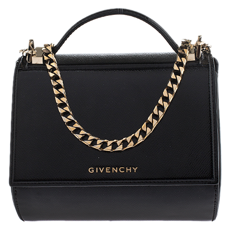 Pre Owned Givenchy Black Patent Leather Mini Pandora Box Crossbody Bag