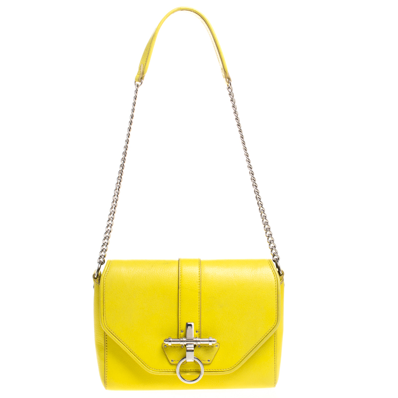 yellow leather shoulder bag