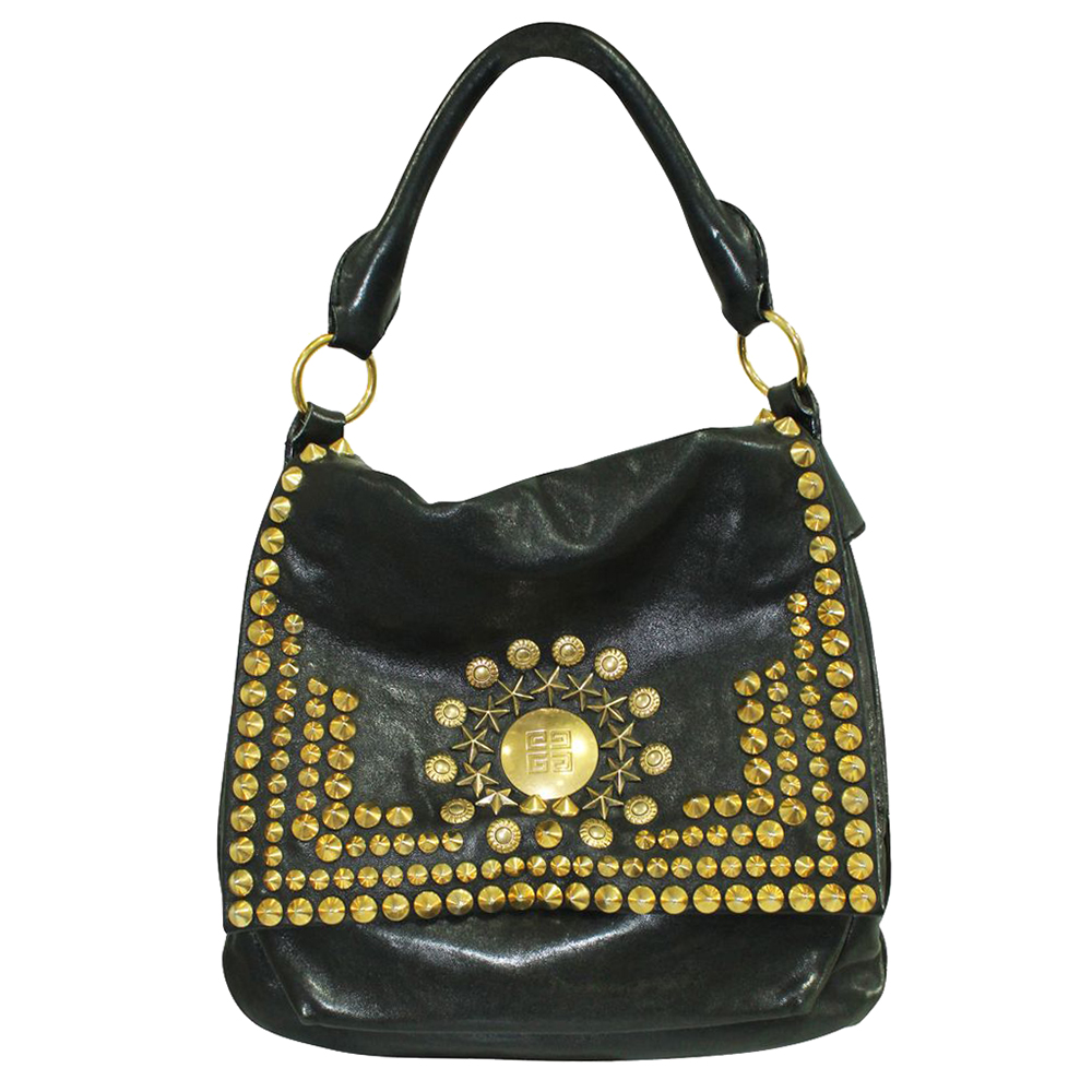 black bag with gold studs