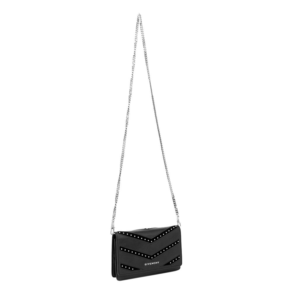 

Givenchy Black Leather Pandora Studded Chain Wallet