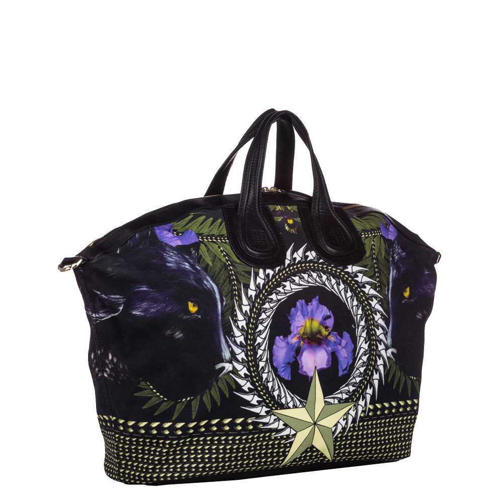 

Givenchy Black Iris Print Canvas Nightingale Satchel