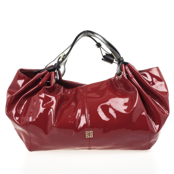 Pre Owned Givenchy Red Large Patent Hobo