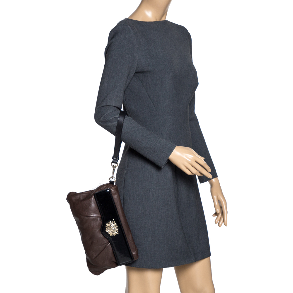 

Givenchy Brown/Black Leather Wristlet Clutch